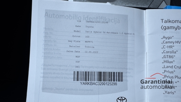 Toyota Yaris 1.5 Hybrid Active 2023 m. 23