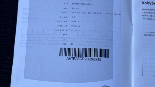 Toyota Hilux 2,8 AT Active + Cover paketas 2023 m. 9