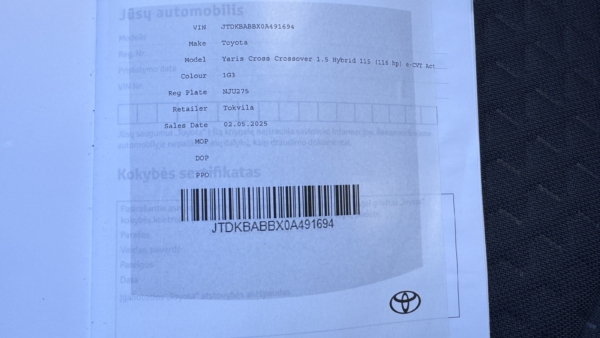 Toyota Yaris Cross 1.5 Hybrid Active 2025 m. 11