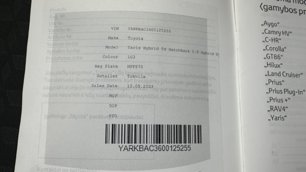Toyota Yaris 1.5 Hybrid Active 2023 m. 28